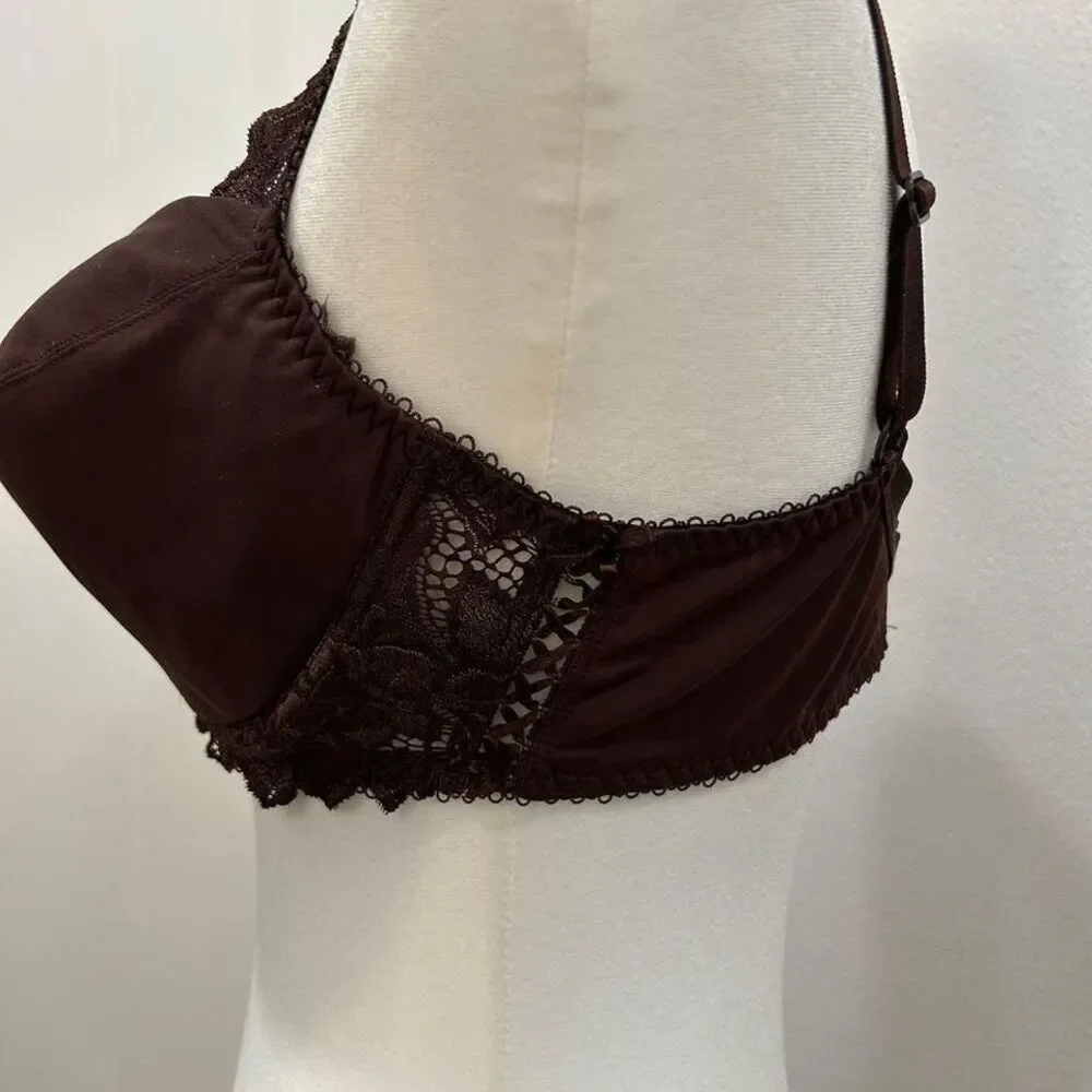 Lepel Bra 38D  Brown Lace-Trimmed Padded Bra with Adjustable Straps Italy‎ - Picture 2 of 7